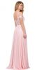 Cold Shoulder Beaded Lace Bodice Long Prom Dress back in Blush